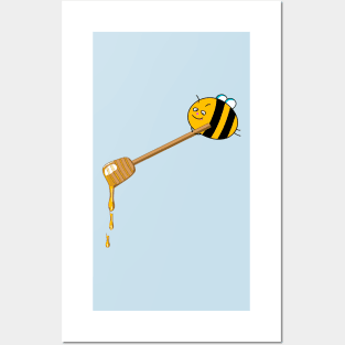 Funny bee with honey Posters and Art